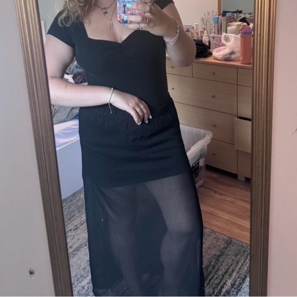 Black Sheer Maxi skirt